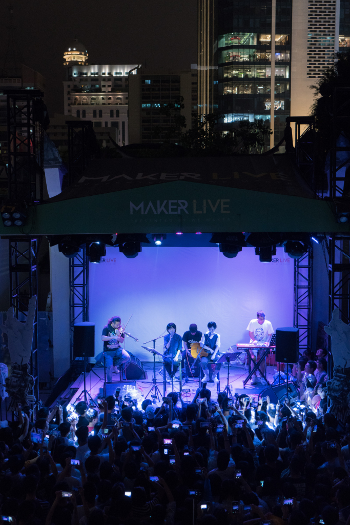 The band "The Landlord's Cat" plays on the outdoor stage at Maker Live on May 21, 2018.